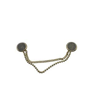 Gold Tone Chain Double Coin Design Sweater Clip Cloak Clasp Retro Accessory